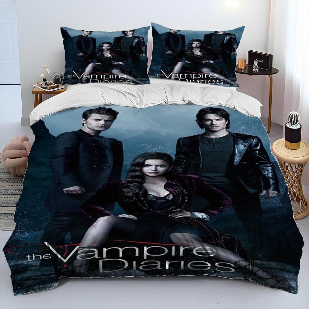 New Movie The Vampire Diaries Bedding Set Single Twin Full Queen King Size Bed Set Adult Kid Bedroom Duvetcover Set Home Textile AU Single 140x210cm