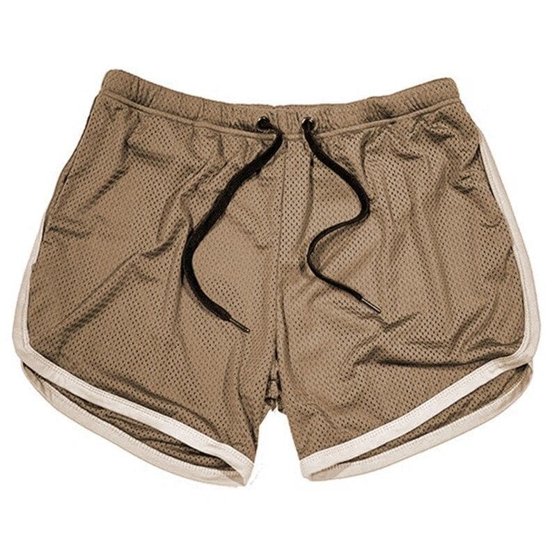 Running Shorts Men Gym Fitness Training Gitf Quick Dry Beach Short Pants Male Summer Sports Workout Fitness Bottoms L khaki