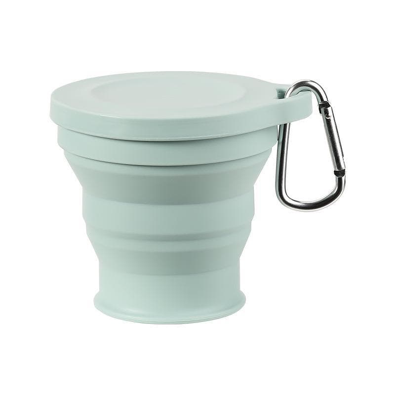 Silicone Folding Water Cup For Outdoor Business Trips Portable Mouthwash Lid with Hook Drinking Travel Camping Water Cups green