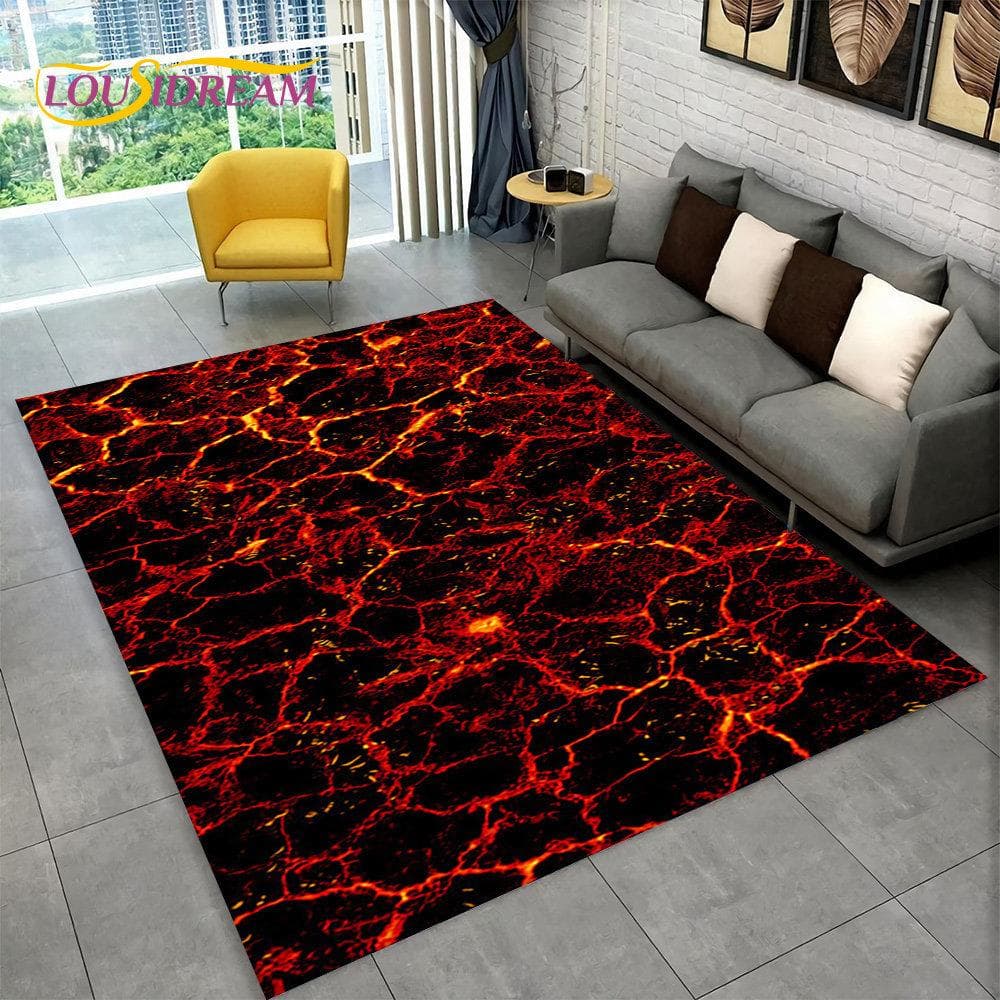 3D Volcano Lava Magma Area Rug Large,Carpet Rug for Living Room Bedroom Sofa Doormat Decoration,Kid Play Non-slip Floor Mat Gift 70x100cm(27x39im)
