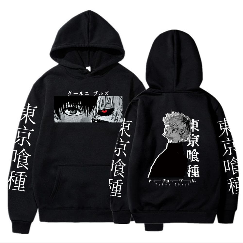 Anime Tokyo Ghoul Ken Kaneki Manga Hoodie Pullovers Tops Long Sleeve Ken Kaneki Cartoon Casual Fashion Cloth Pullover sweatshirt XXL black
