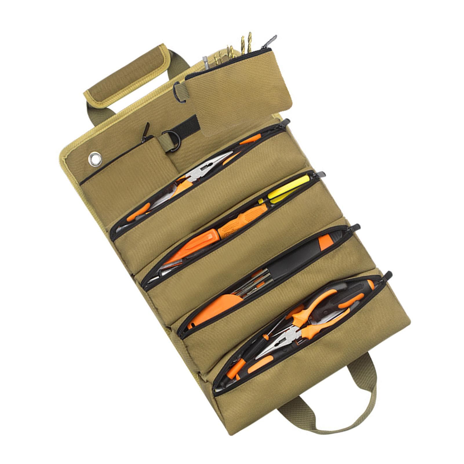 Roll Up Tool Bag 6 Independent Pockets Thickened Oxford Cloth Tool Organizer Storage Pouch for