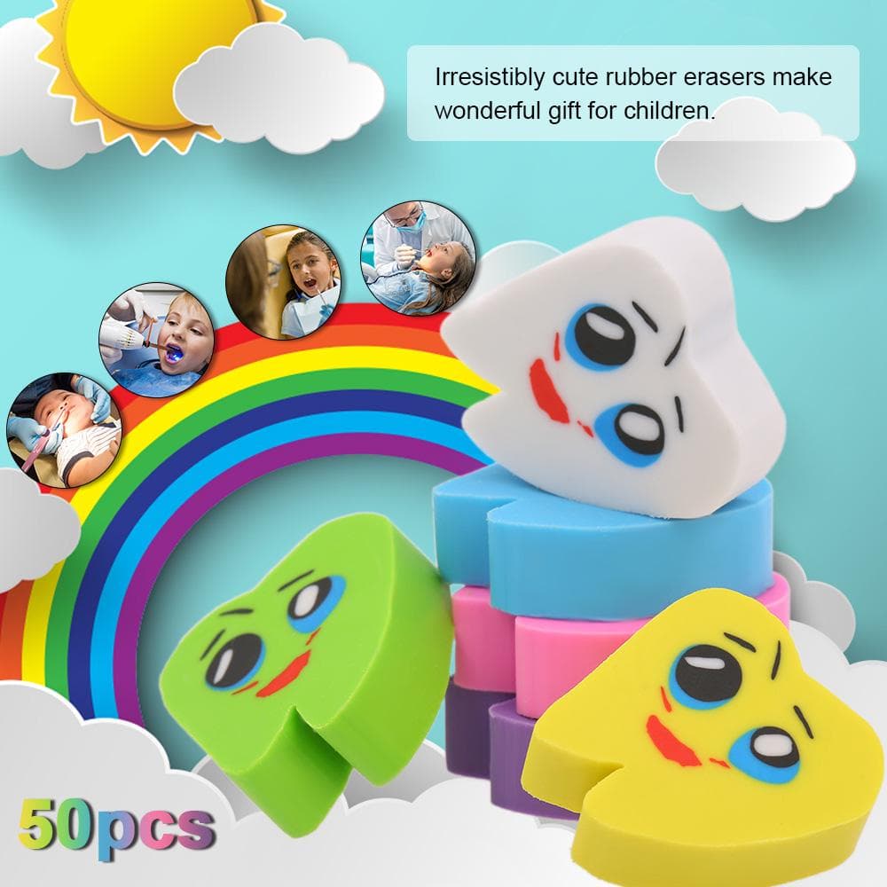 50pcs/bag Molar Shaped Tooth Rubber Erasers Dental Clinic School Gift