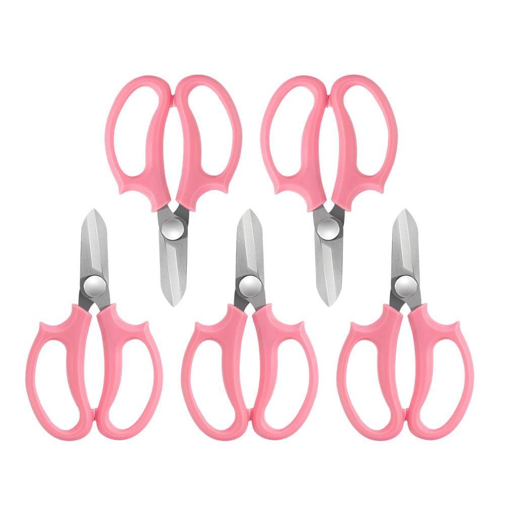 10 Piece Garden Flower Scissors, Sharp Stainless Steel Floral Shears, Trimming Plant Scissors All 5pcs pink