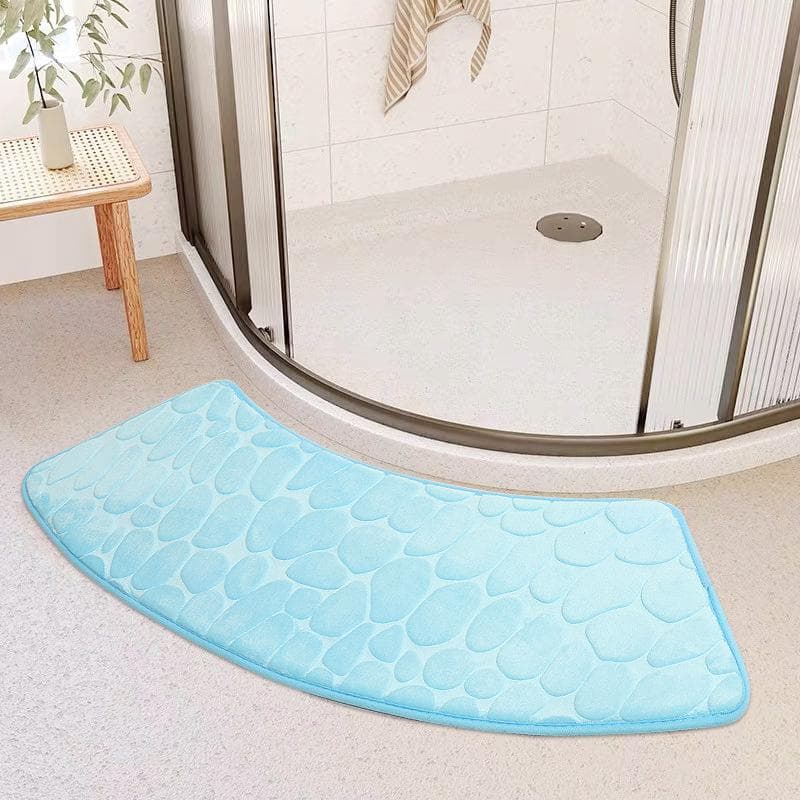 Luxury Curved Bath Rug,Non Slip Soft Absorbent Fanned Shower Mats Washable Bathroom Rug Corner Bath Tub Floor Carpet for Shower 430MMx980MM