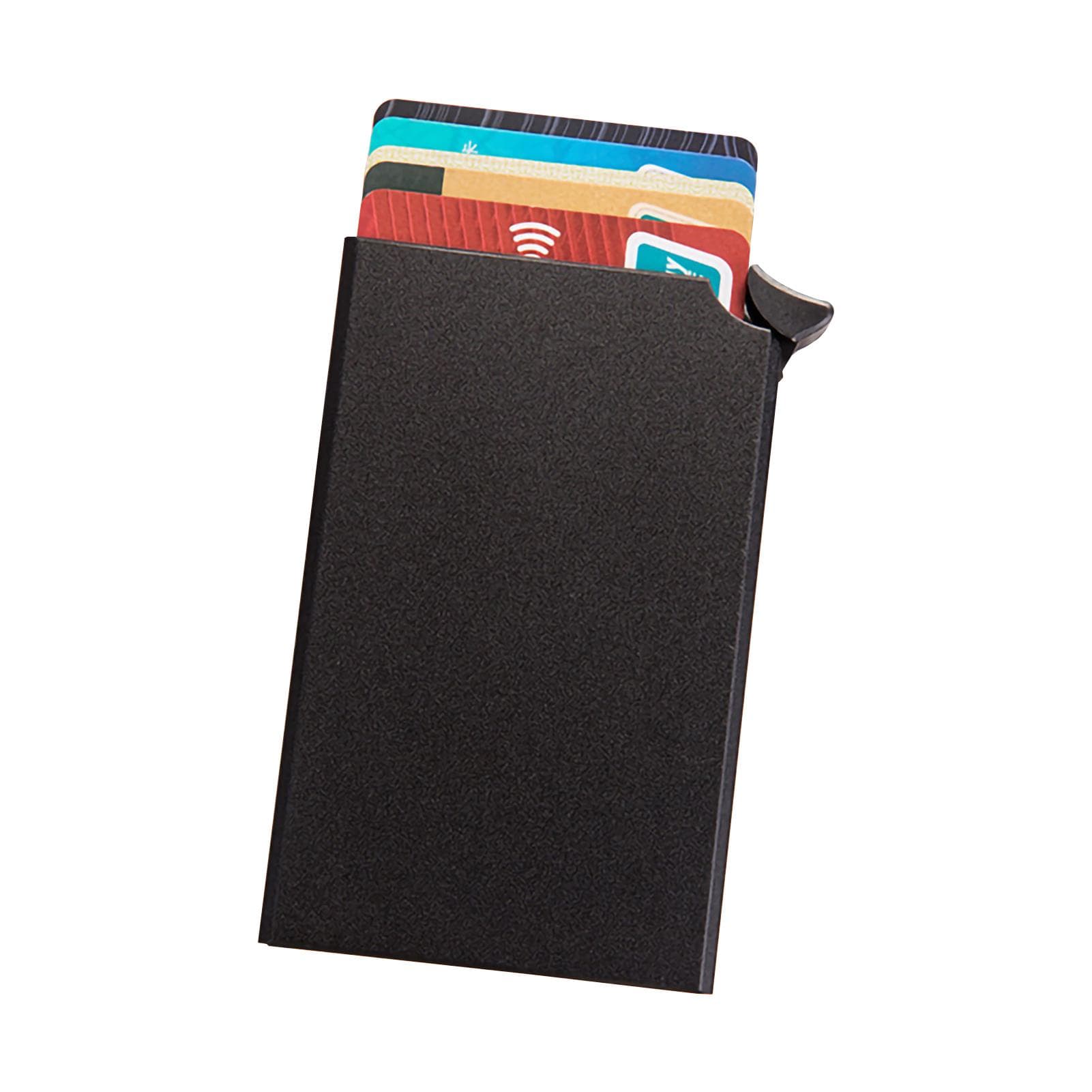 Wallet Card Holder Aluminum Alloy Card Case Protector RFID Blocking Snap Button Pop-Up Tab Credit black