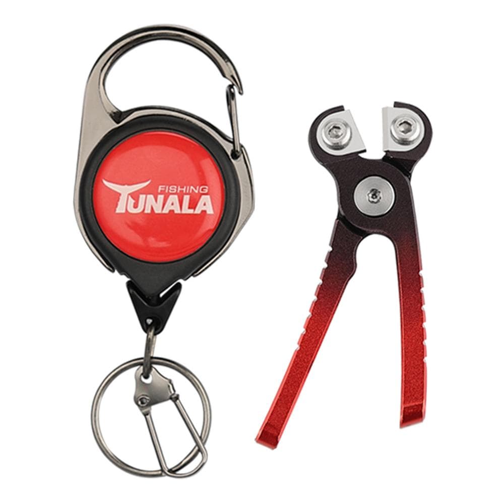 Aluminum Alloy Mini Fishing Line Cutters with Retractors Fishing Pliers black/red