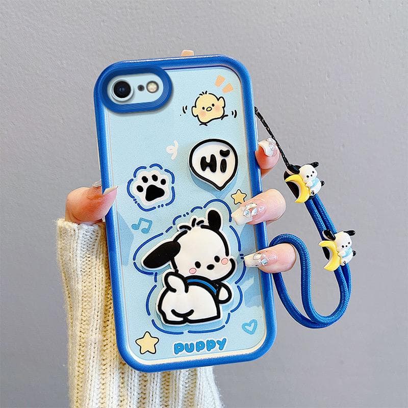 KEYSION Shockproof Case for iPhone SE 2020 2022 with Lanyard Soft Silicone Cute 3D Cartoon Doll Phone Cover for iPhone 8 7 6s Plus for iPhone 7
