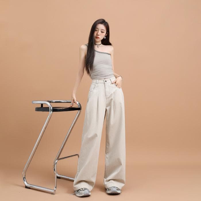 Wide-legged Jeans for Women In Spring and Summer Slim Floor-slim High-waisted Wide-legged Trousers for Women In Spring and Summer 2XL
