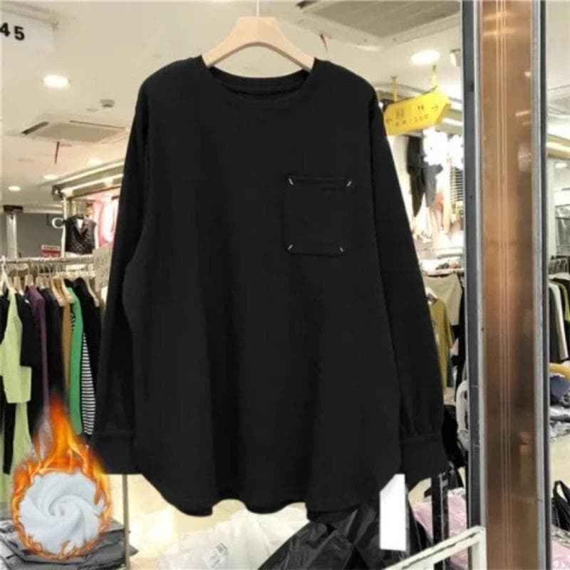 The Mid-length Bottoming Shirt for Women with Spring and Autumn Pair of Barbie Pants White Sweatshirt Loose Large Version Long-sleeved T-shirt XXL