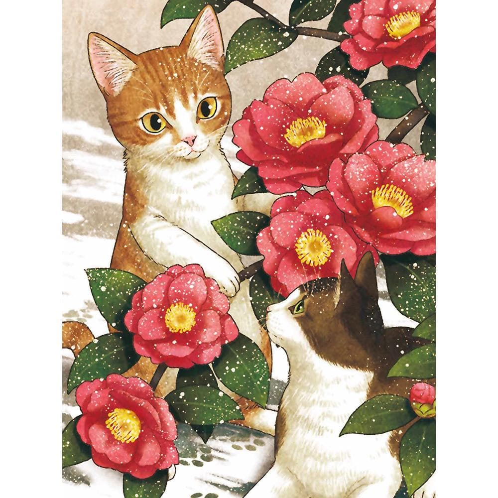 Diamond Painting Cat Rhinestones Cross Stitch Diamond Embroidery Flower Diamond Mosaic Home Decor 20X30CM