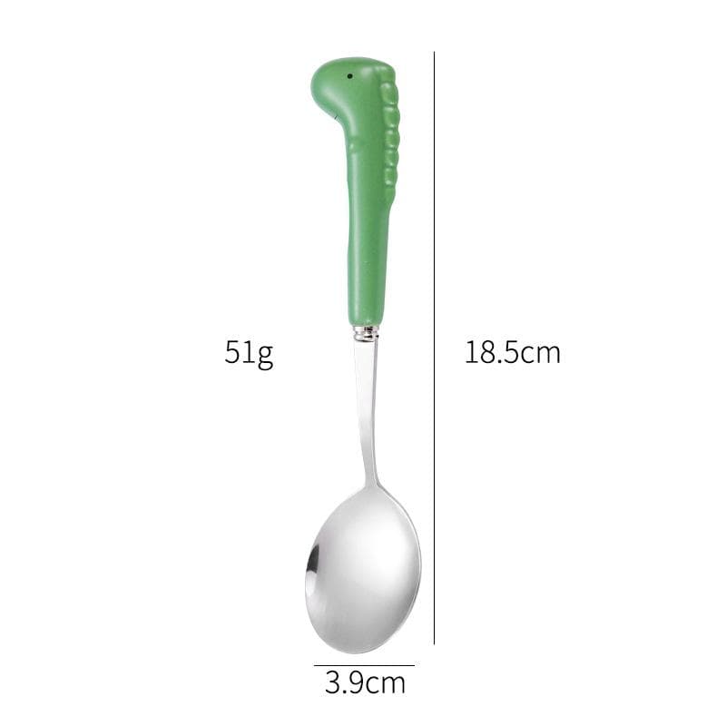 Tableware Cartoon Kids Spoon Fork Set Dessert Spoon for Children Fork Baby Gadgets Feed Kid Children's Cutlery for Kids Boxless green