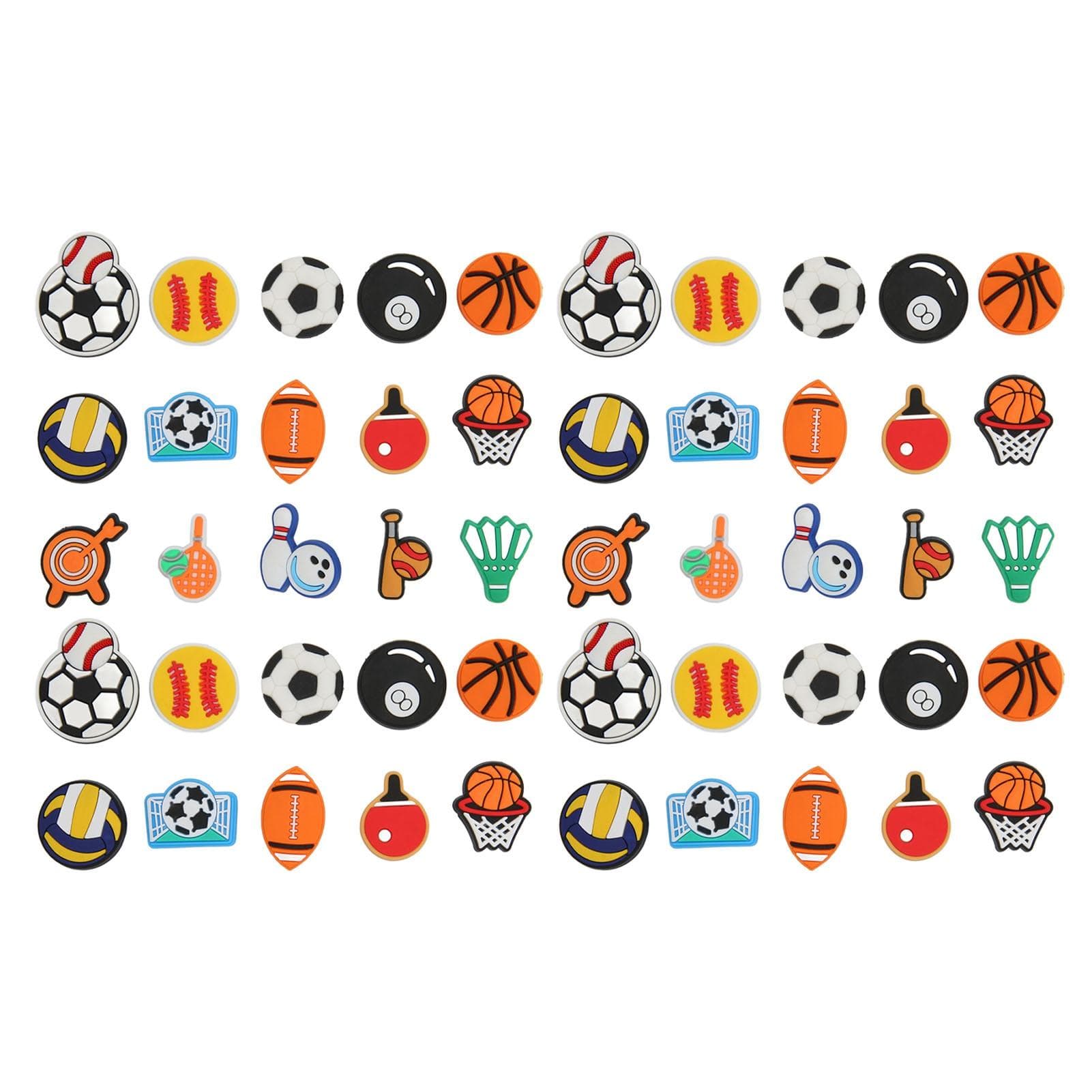 50pcs Sports Ball Theme Pattern Shoe Charm Funny Bright Color Cute Shoe Decoration for Children
