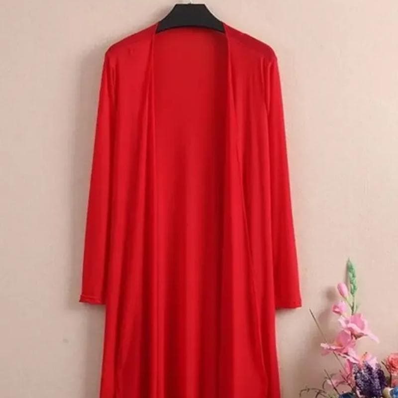 Spring Summer Women Long Cardigan Long Sleeve Sun Protection Clothing Loose Coat Jacket Shawl Outerwear M red