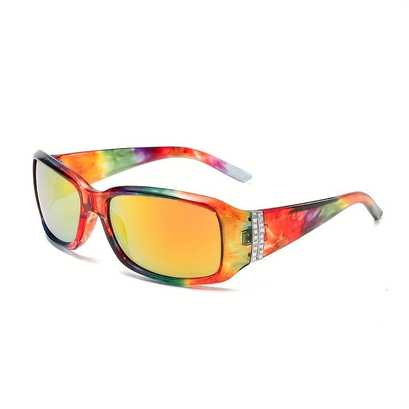 KAMMPT Y2k Rhinestone Sunglasses Women Fashion Mirror Shades Trendy Brand Design Casual Outdoor Sun Glasses as picture shows