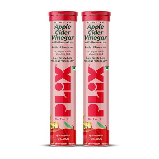 THE PLANT FIX Apple Cider Vinegar Effervescent Tablet with mother | Supports Metabolism I With 500mg ACV, Vit B6 & B12 I Pack of 2 (30 tablets)