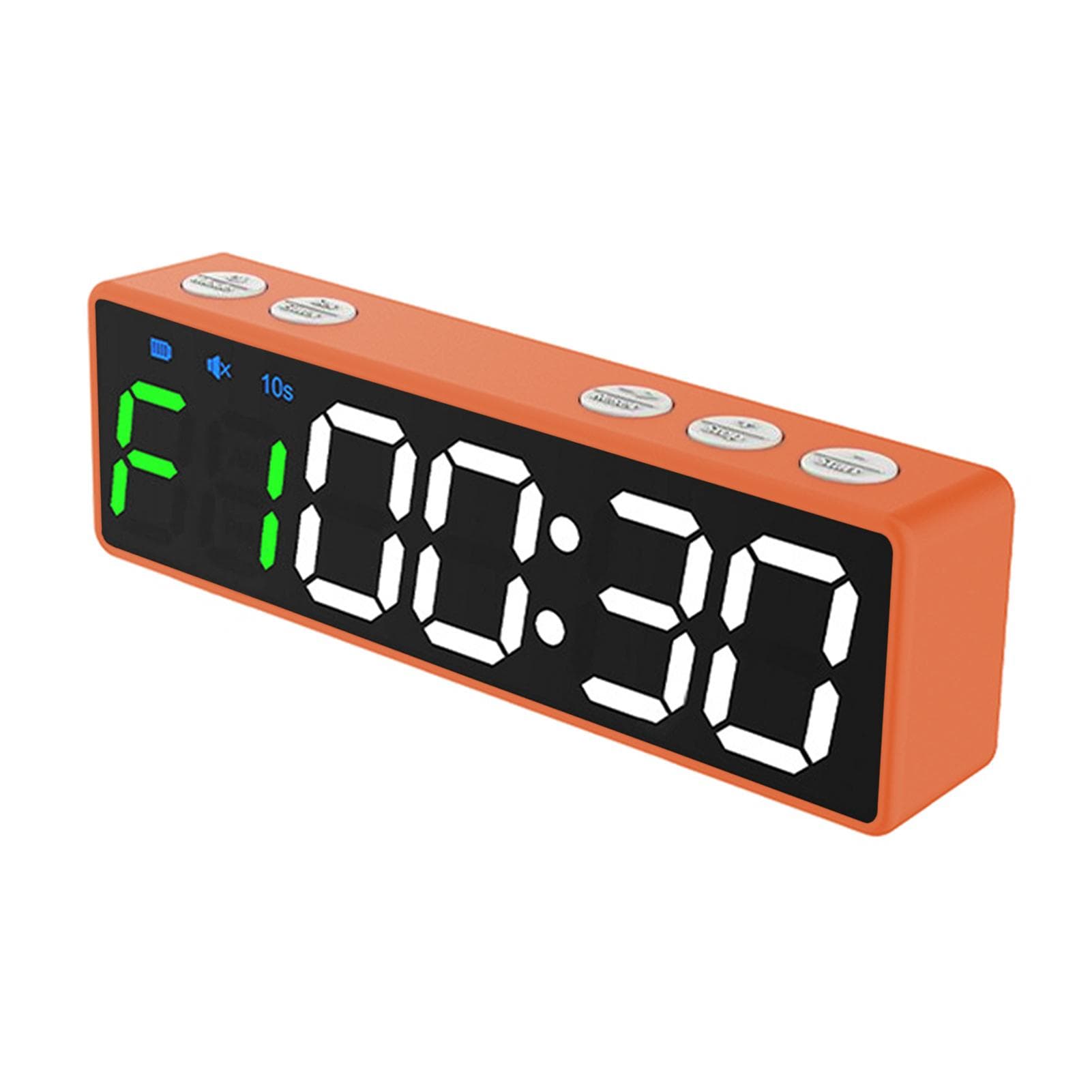 Mini Gym Timer Rechargeable Stopwatch Portable Countdown/up Clock with Magnetic Back for Home Gym Green and white font orange