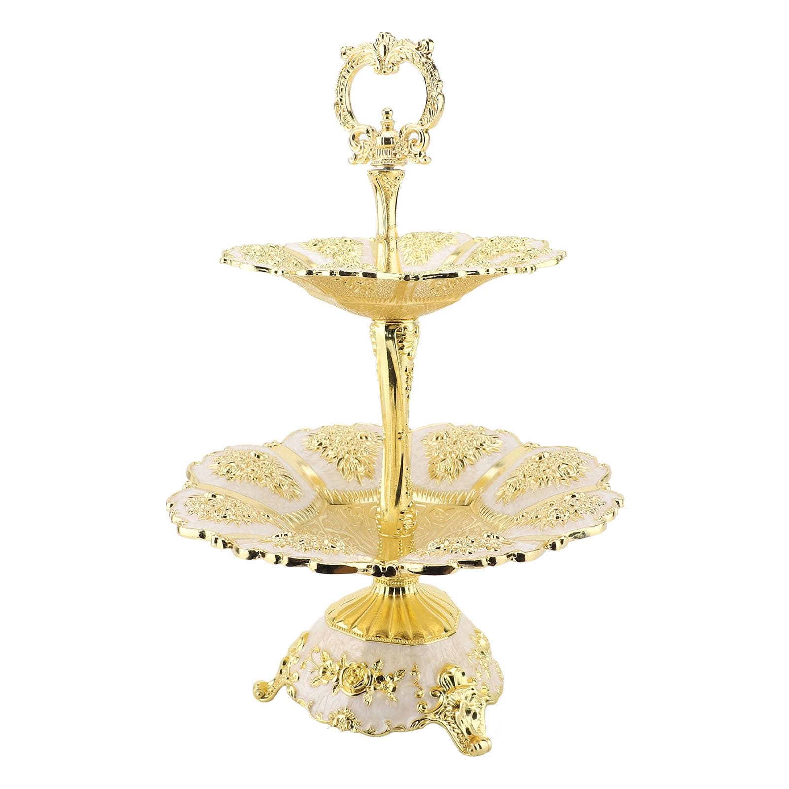 Cup Cake Tower Stand 2 Tier Alloy Elegant Tiered Cake Display Holder Serving Tray Silver White L multicolour