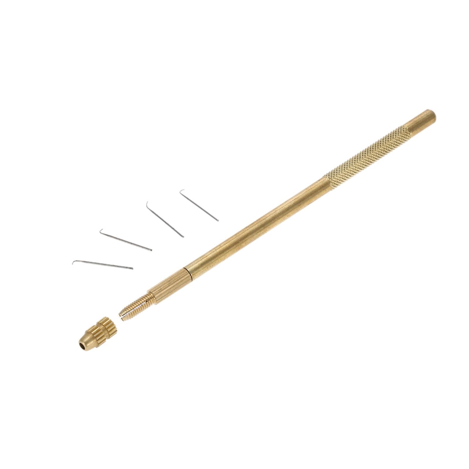 4 Sizes Ventilating Needles + 1 Brass Holder Make Repair Lace Wigs Toupee Hairpiece Knotting Hook