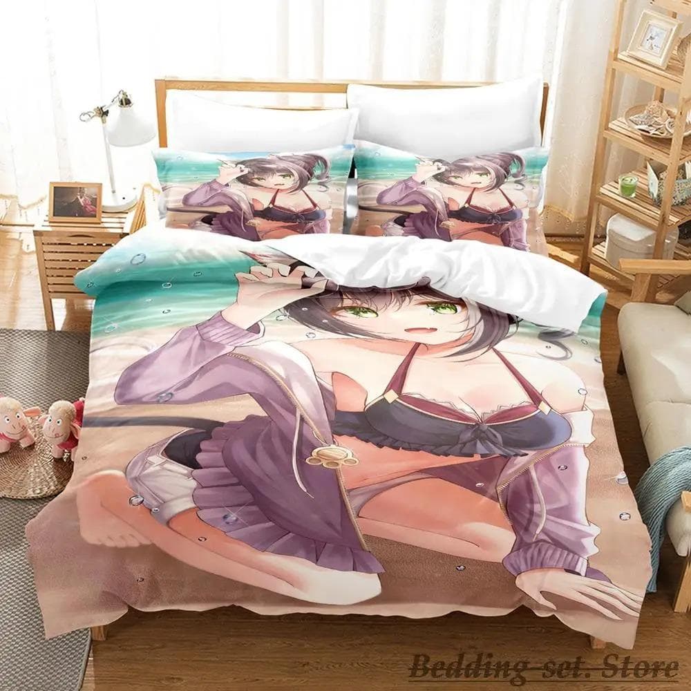 Kawaii Kyaru Bedding Set Single Twin Full Queen King Size Bed Set Adult Kid Bedroom Duvetcover Sets Anime Grils 70x133cm 2pcs