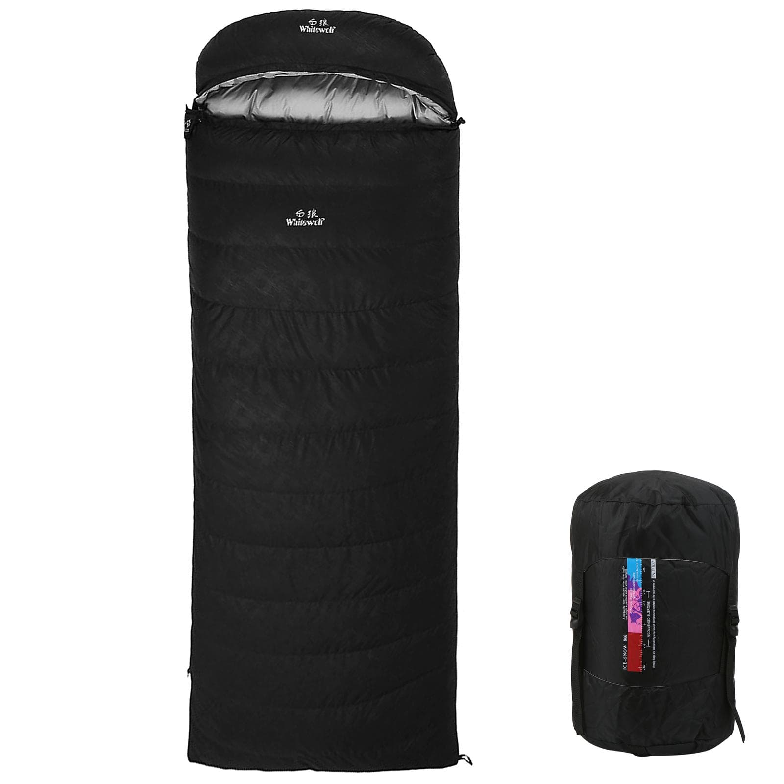 95percent  White Goose Down Lightweight Sleeping Bag 210x80cm with Storage Bag for Backpacking Camping black