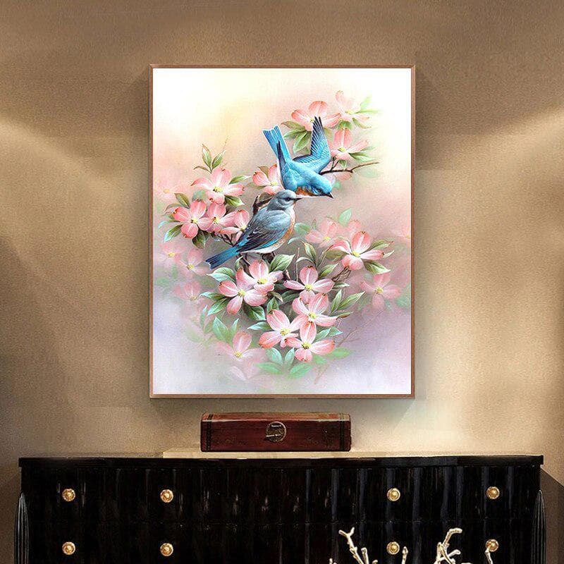 Diamond Painting Blooming Flowers & Bird Cross Stitch Diamond Embroidery Patterns Rhinestone Diamond 20X30CM