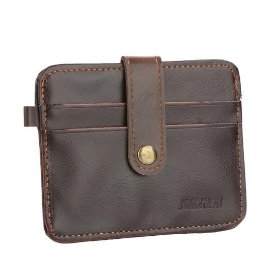 Men's Faux Leather Slim Money Clip Wallet ID Credit Card Holder Button Case coffee