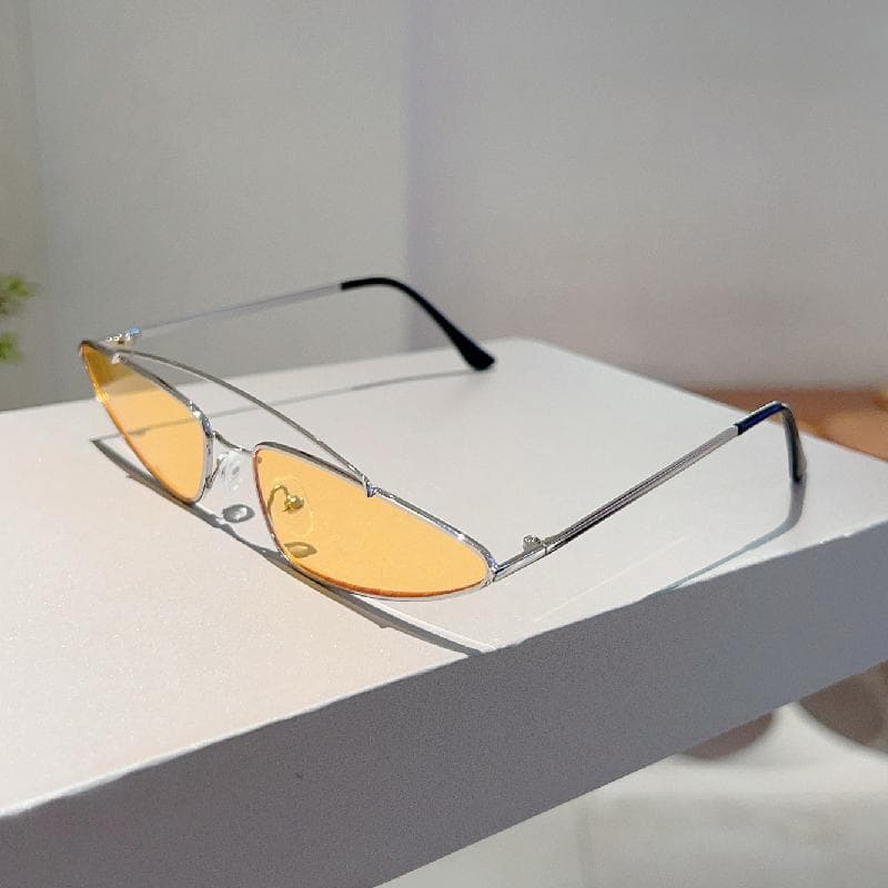KAMMPT Triangle Sunglasses Men Women Vintage Retro Double Bridge Solid Color Sun Glasses Fashion Brand Shades as picture shows