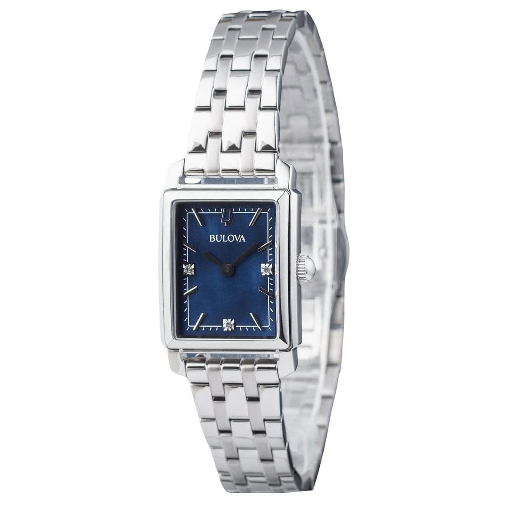Bulova Classic Sutton Diamond Accent Stainless Steel Blue Dial Quartz 96P245 Women's Watch blue