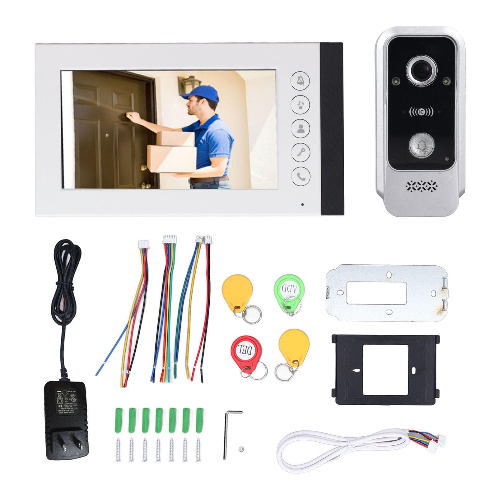 Smart Video Doorphone 7 Inch Touch Screen IC Card Unlock Night Vision Waterproof Home Intercom HD