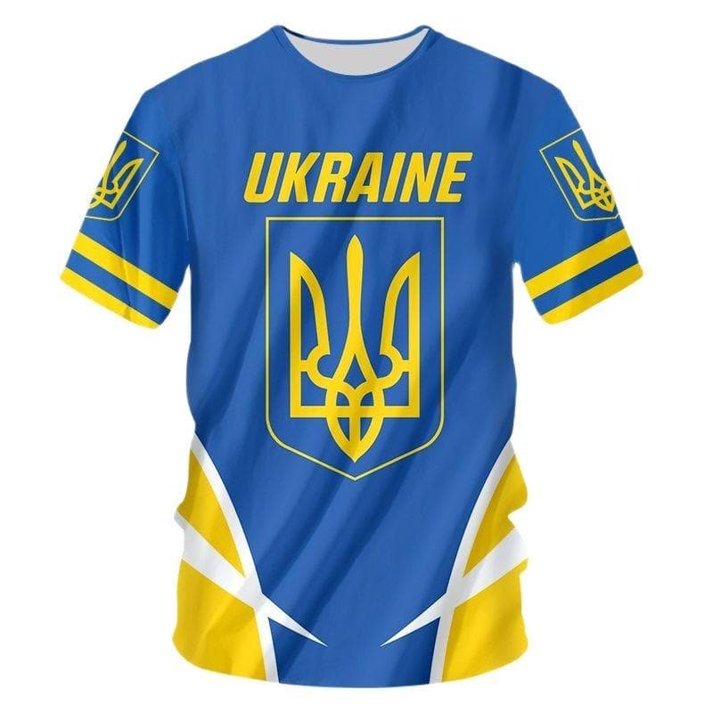 Ukraine Men's T-Shirts Ukrainian Flag Shirt 3D Printed O-Neck Oversized Short Sleeves Jersey Fashion Men's Clothing Streetwear XL
