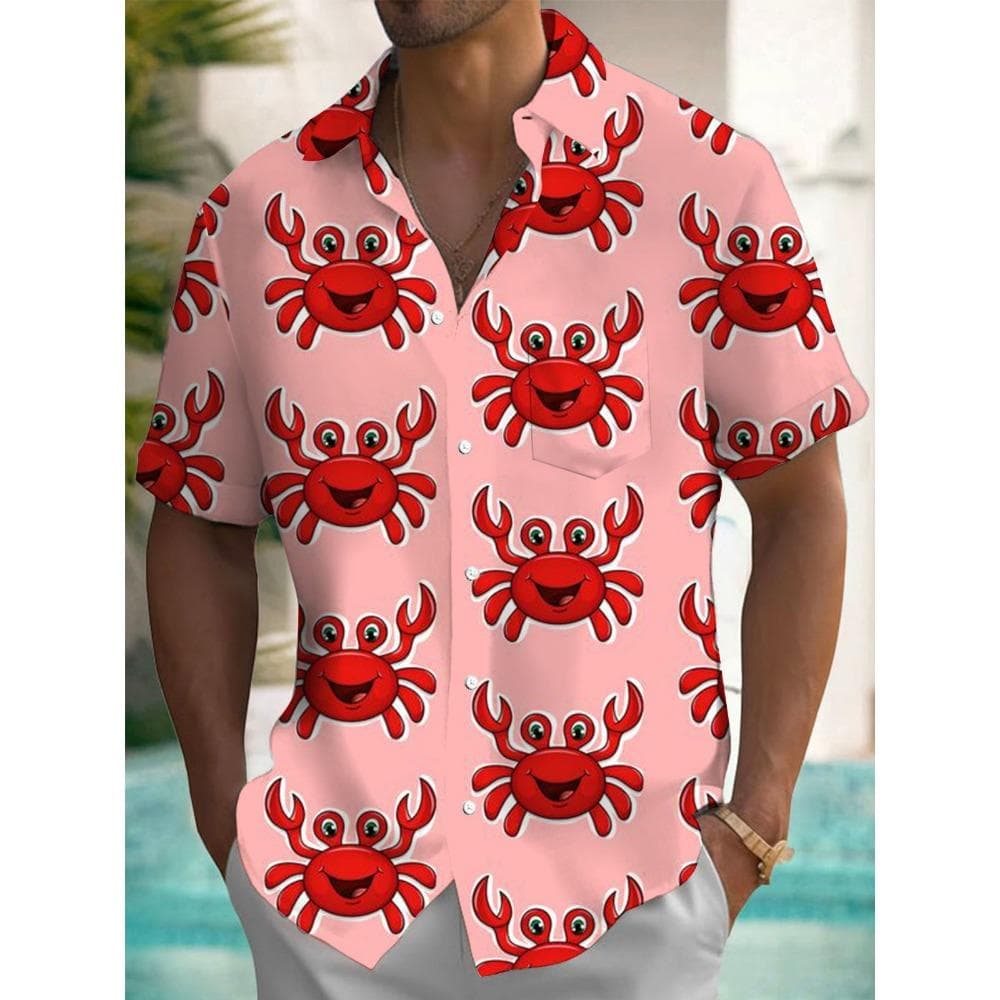 Summer Hawaiian Spring/Summer Fashion Mens Shirt Leisure Street Walk Tourist Beach Printed Full Open Short Sleeve Button Shirt XL
