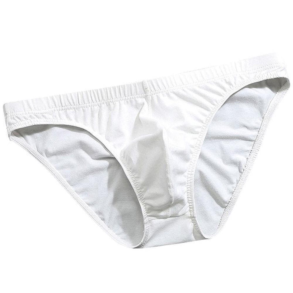 Men Underwear Y-Front Briefs Mid Waist One Piece Semi-Transparent Breathable 2XL white
