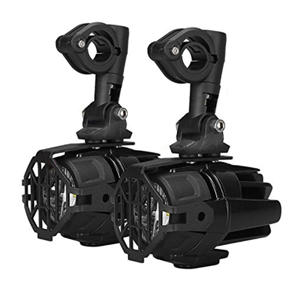 2pcs Motorcycle Headlight LED Fog Light Protect Guards with Wiring Harness For BMW R1200GS F800GS black