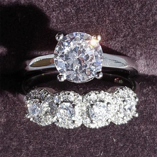 925 Sterling Silver Luxury Bold Big Wedding Rings Set for Bridal Women Engagement African Finger Christmas Gift Jewelry R4428 7