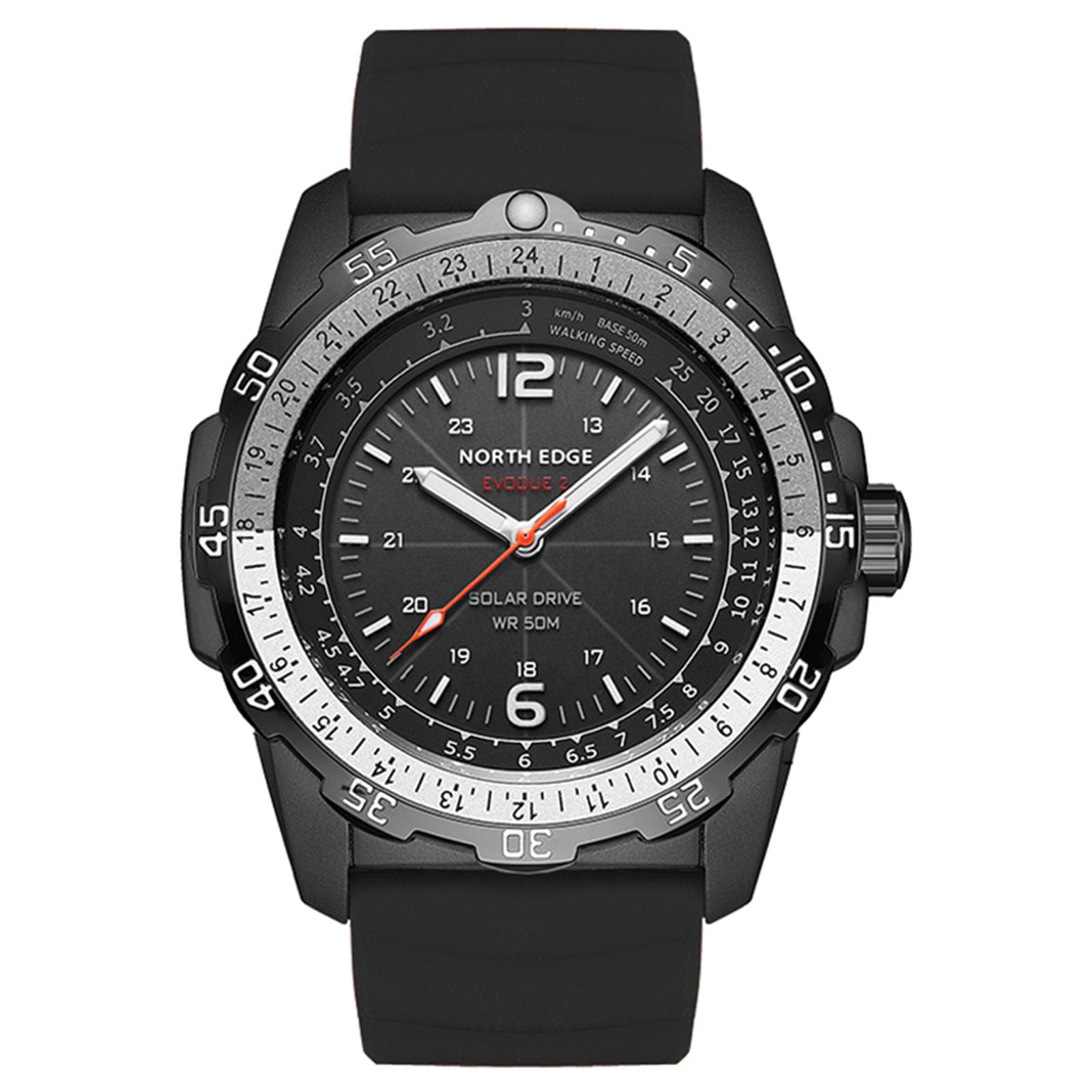Men s Solar Powered Digital Watch 50M Waterproof Outdoor Sports Watch Luminous Watch black