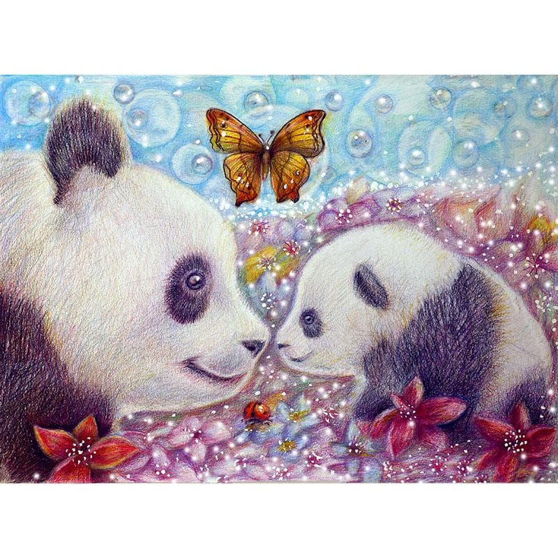 Diamond Painting Panda and Butterfly Embroidery Full Round Diamond Cross Stitch Rhinestone 20X30CM