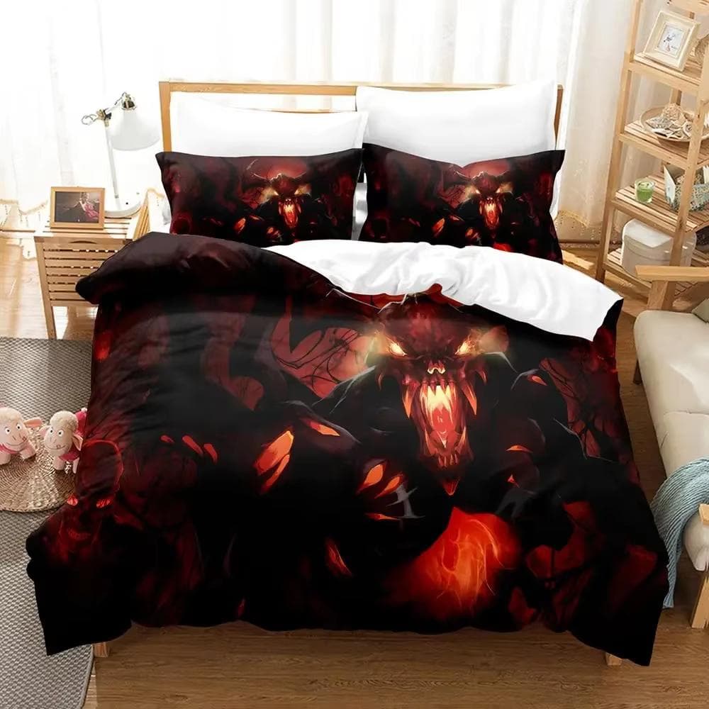 3d Print Game Dota 2 Bedding Set Single Double Queen King Size Duvet cover Anime Bedclothes for Adults Quilt Cover Pillowcase EU SK(260x220cm)