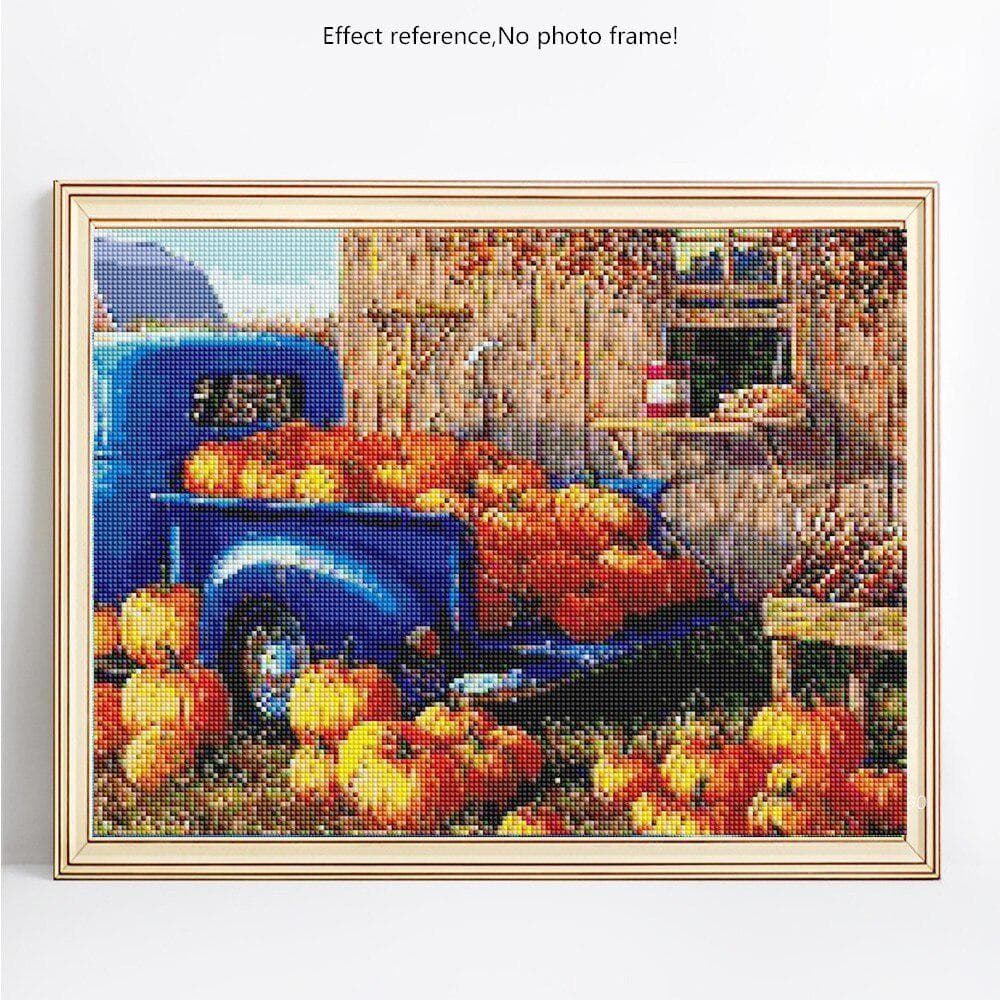 Diamond Embroidery Full Display Scenic 5d Diamond Painting Full Drill Round Pumpkin 20X30