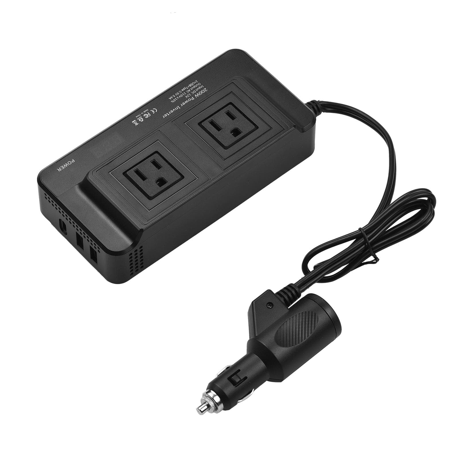 200W Power Inverter Portable DC 12V to AC 110V Car Inverter Power Converter Transformer with Dual US Plug