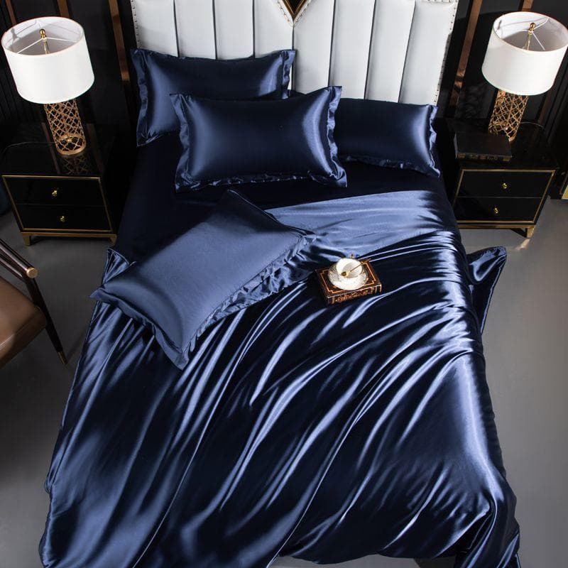 High End Home Emulation Silk Satin Bedding Set Luxury Single Double Duvet Cover Set High Quality King Queen Size Bedding Sets 150x200cm 3pcs set