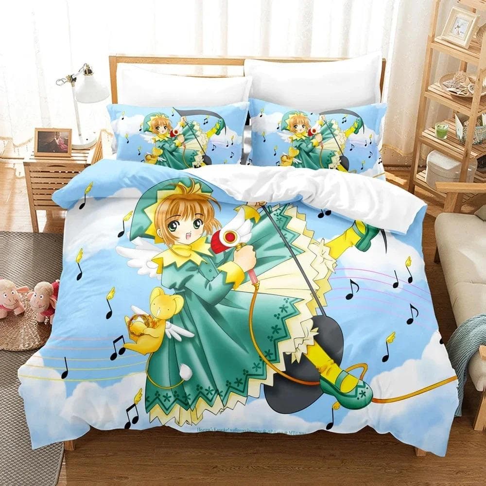 Anime Card Captor Sakura Bedding Sets exquisite bed supplies set duvet cover bed comforter set luxury birthday gift 135X200cm-2pcs