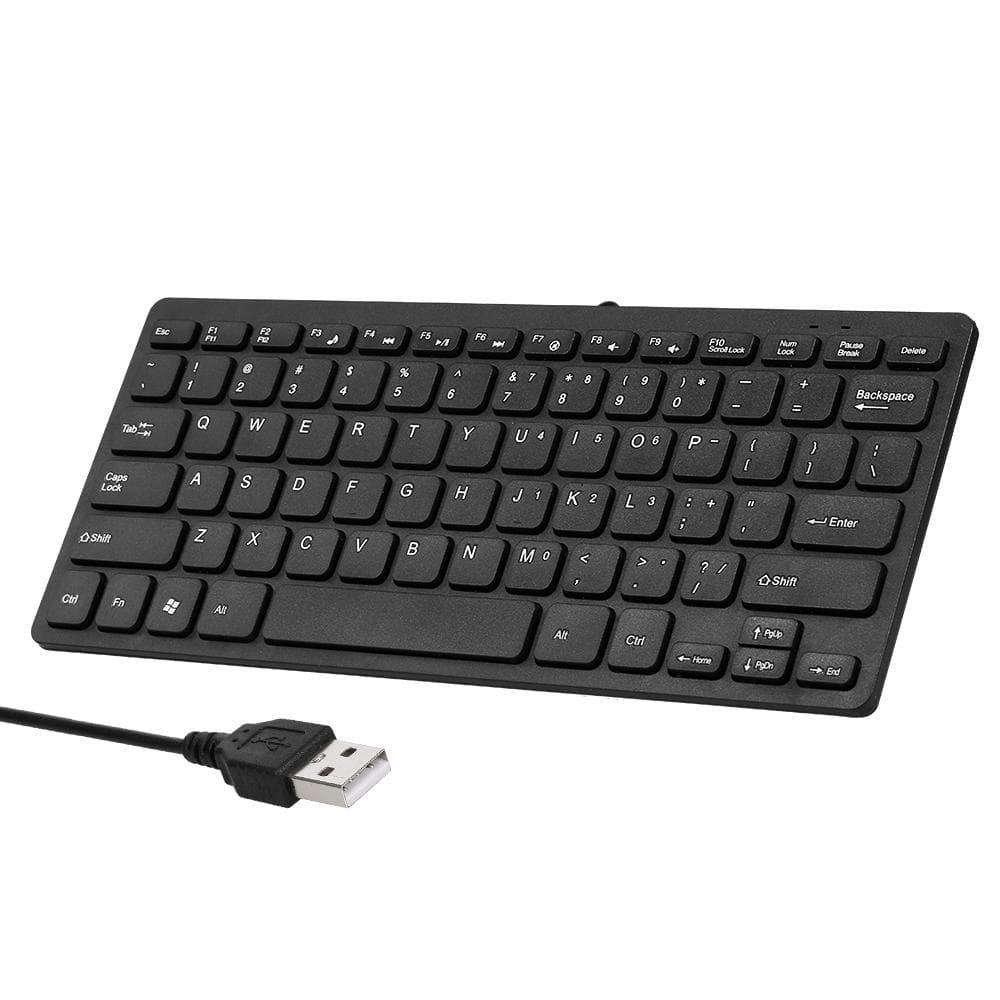 K1000 Mini Keyboard 78key Mini Keyboard USB Powered Wired Keyboard Chocolate Keyboard Portable black