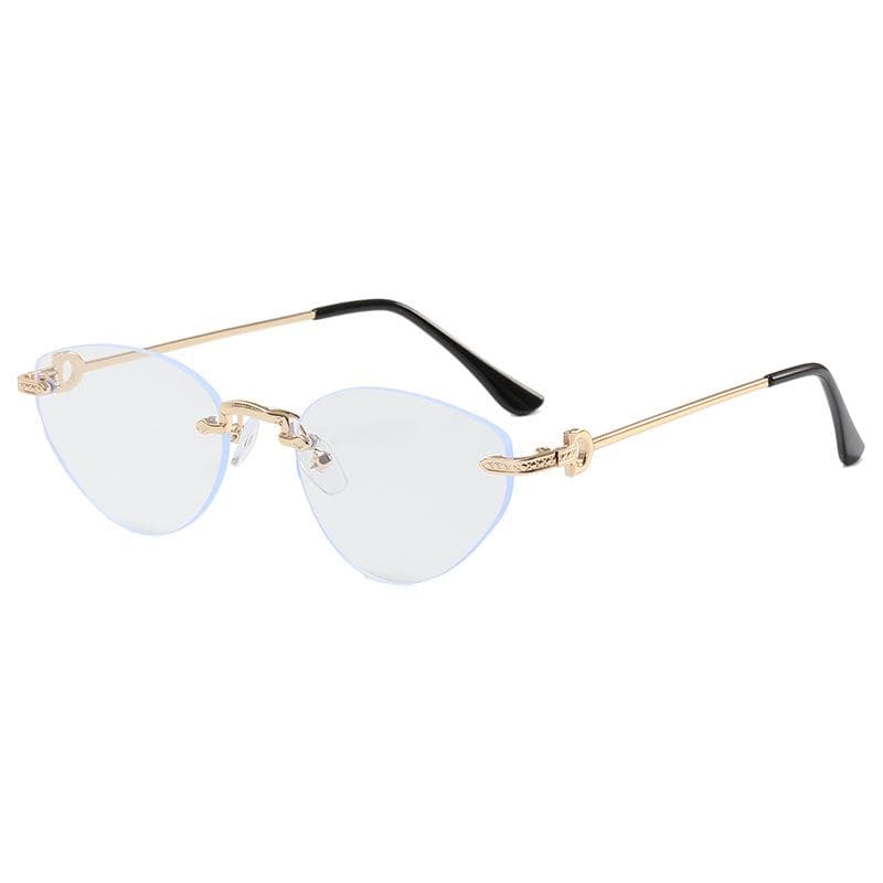 Cat Eye Shape Rimless Sunglasses for Woman European American Style Sun Glass for Men Vacation Travelling Female Sunglass