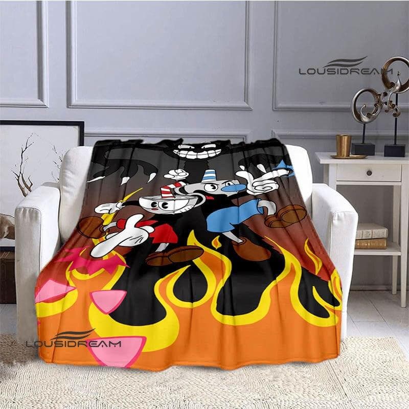 Cuphead Anime Printed Blanket Children's Warm Beautiful Blanket Flannel Soft and Comfortable Blanket Home Travel Birthday Gift 150x200cm
