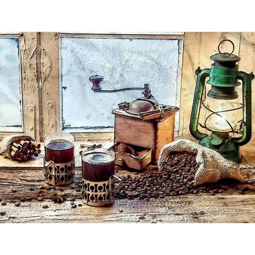 Diamond Embroidery Coffee Pictures of Rhinestones Diamond Painting Full Round Landscape Home Decor 20X30CM