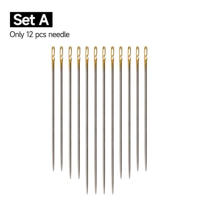 12/36PCS Sewing Needles Multi-size Side Opening Stainless Steel Darning Sewing Household Hand Tools 12PCS