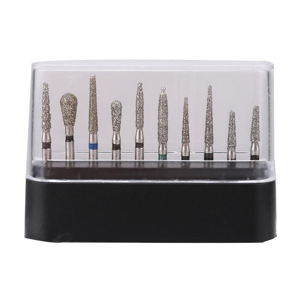 10pcsset Dental Diamond Burs FG 1.6mm High Speed Handpiece Emery Bits