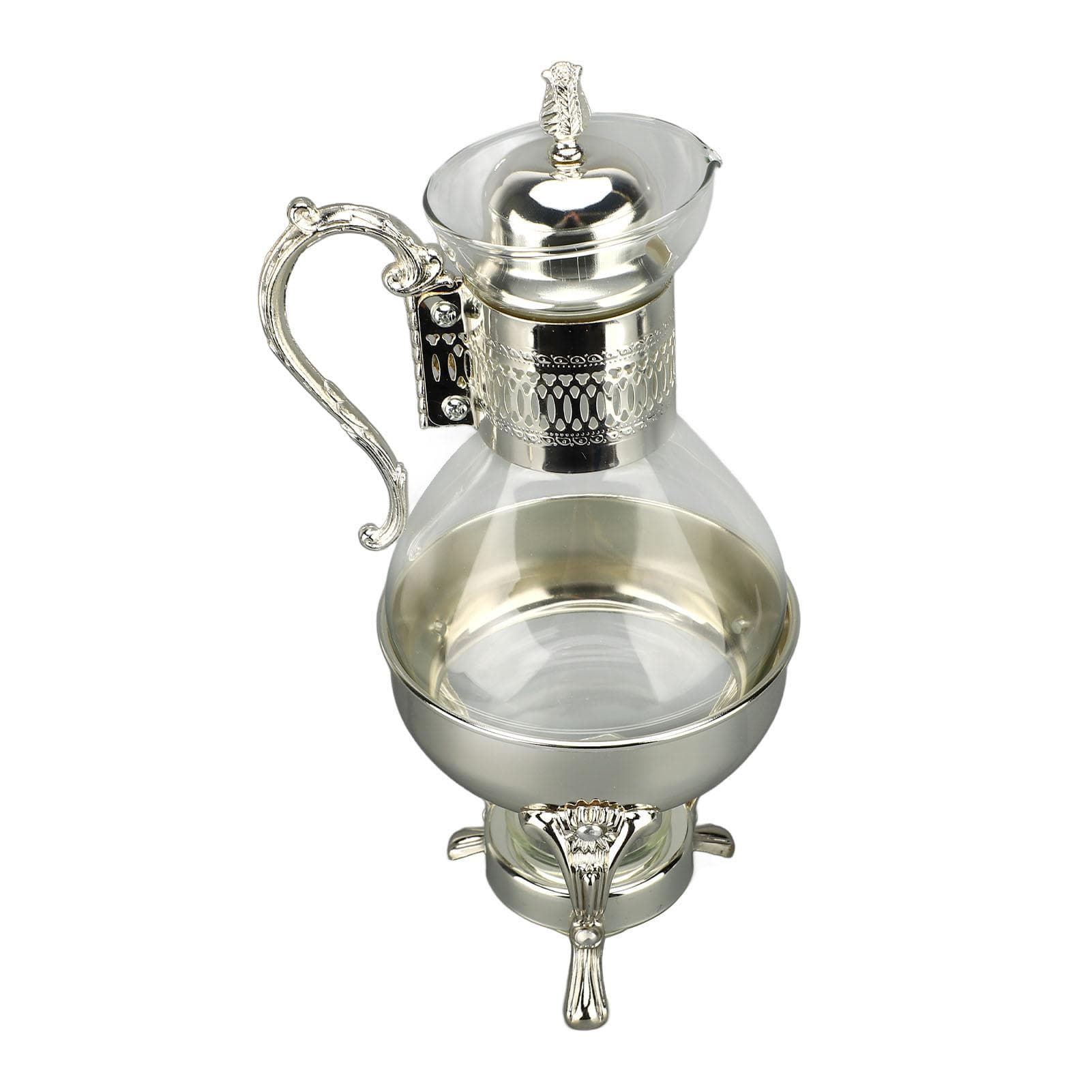 Glass Coffee Pot Set Heatable Water Pitcher with Lid and Cup Vintage Style Hot Cold Tea Kettle for silver