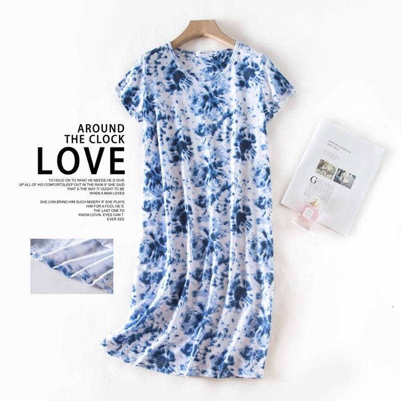 Plus size Summer Women Nightdress Short sleeve Cute cartoon sleepwear sweet O Neck Nightgowns Pyjamas Lady's Cotton sleepdress M